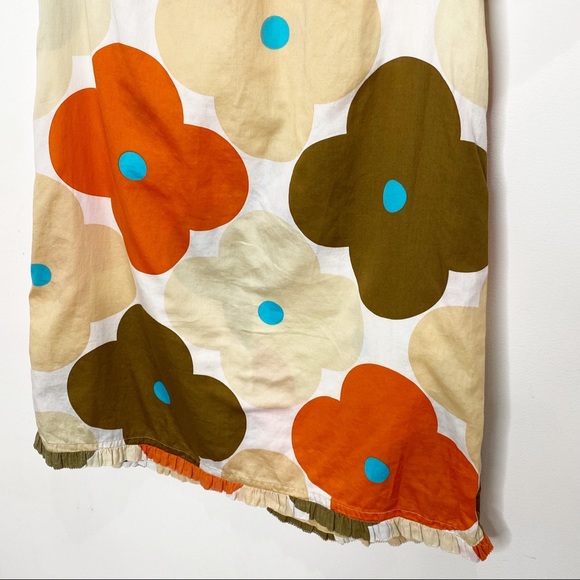 Orla Kiely Retro Floral Shift Dress Cream Orange Brown - Picture 5 of 11